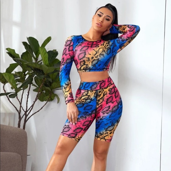 ❌SOLD❌Snakeskin Print Biker Set - Picture 2 of 3